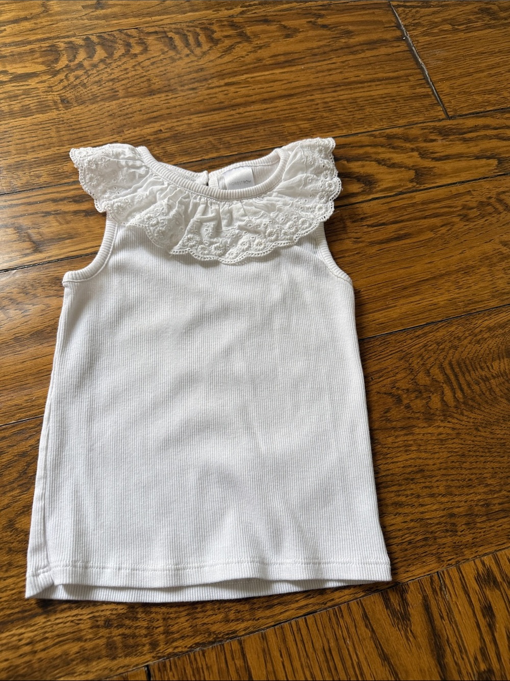 White Lace Collar Ribbed Tank Top for Girls